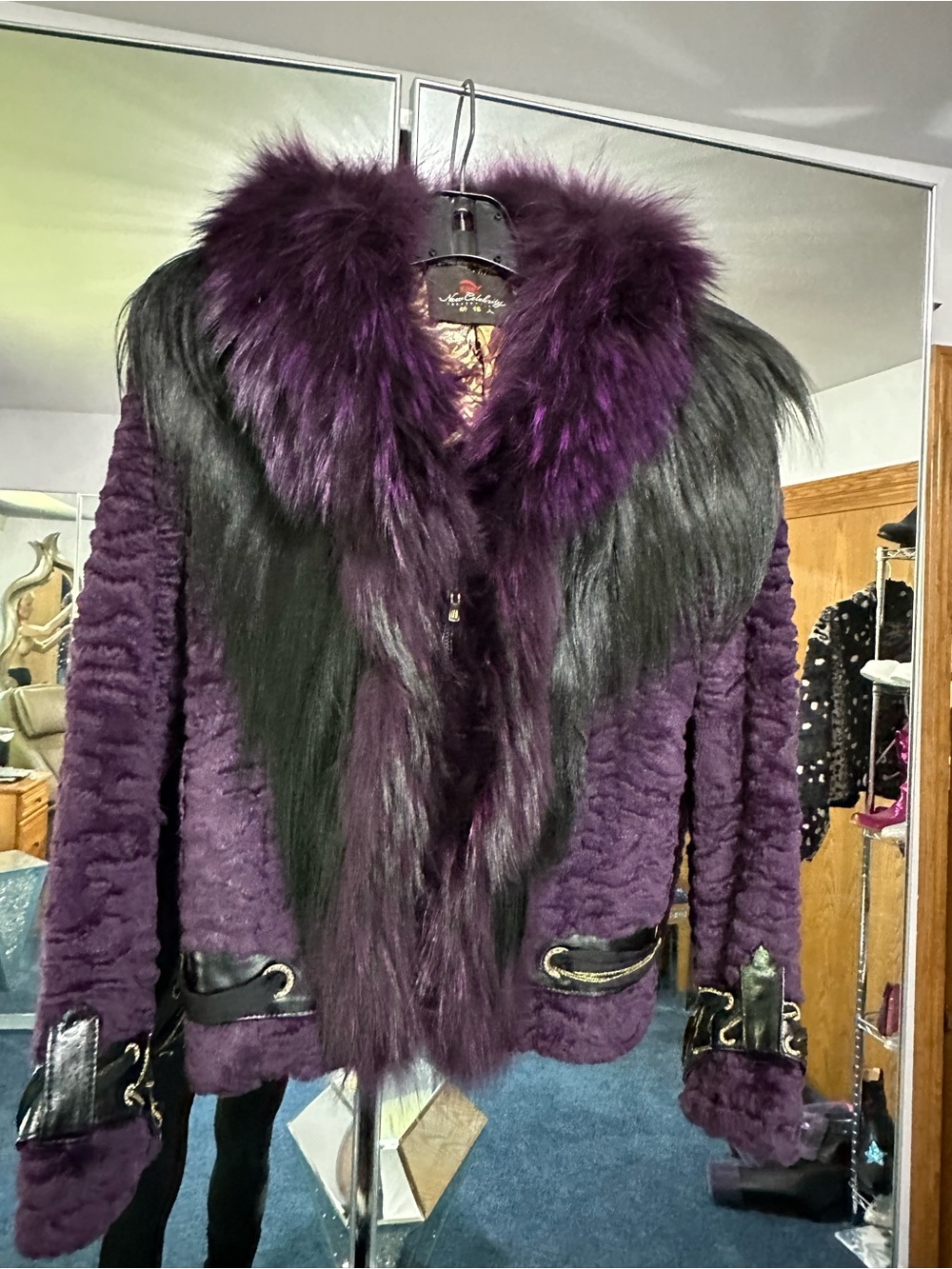 Purple REAL  Fur Trim Women’s Coat